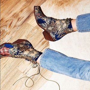 Jeffrey Campbell Elmcroft Booties in Blue Tapestry